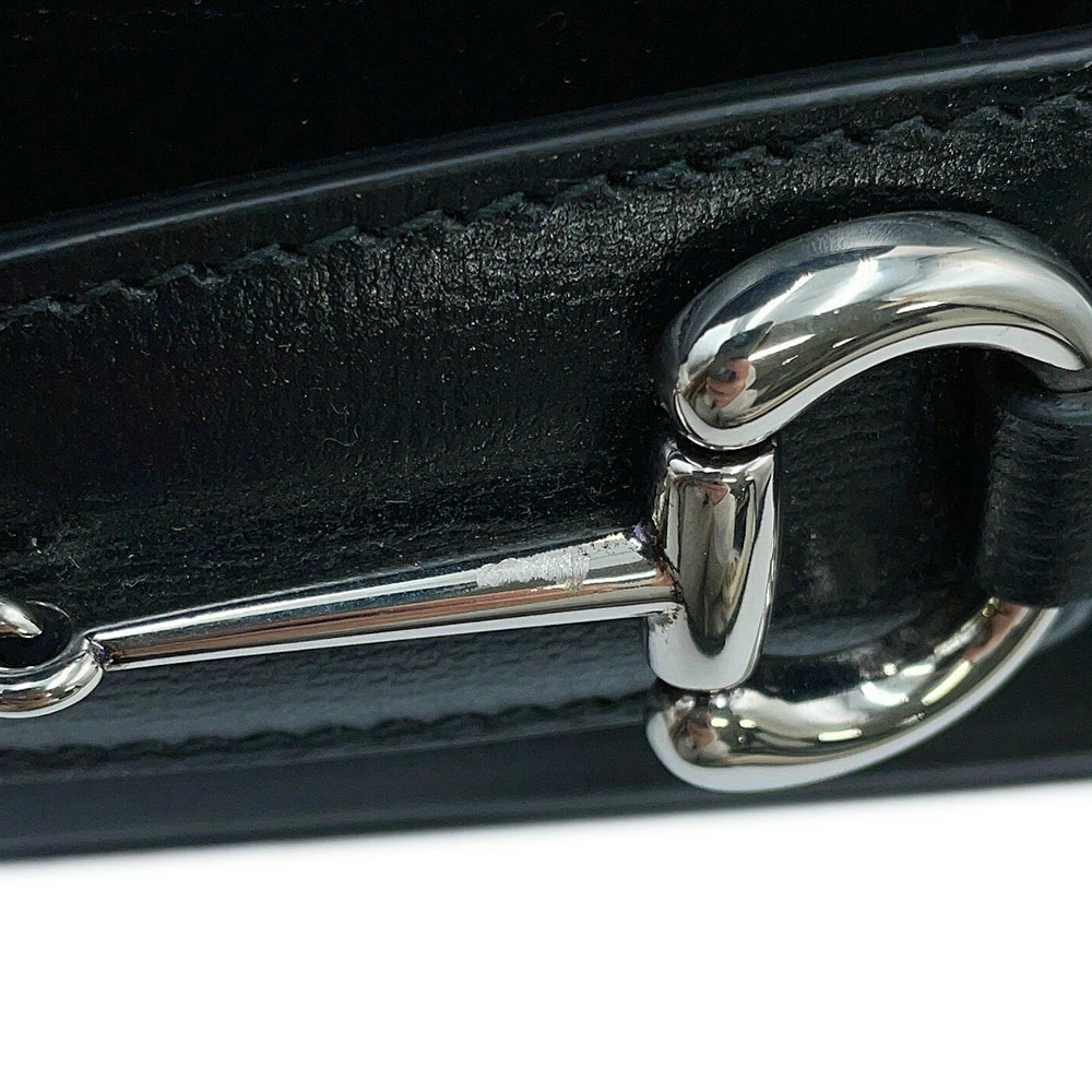 Gucci Shoulder Bag Horsebit Leather Handbag Black - Picture 11 of 12